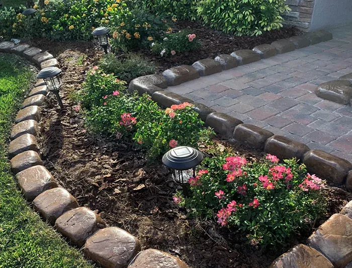 Berber Block curbing around a planted bed