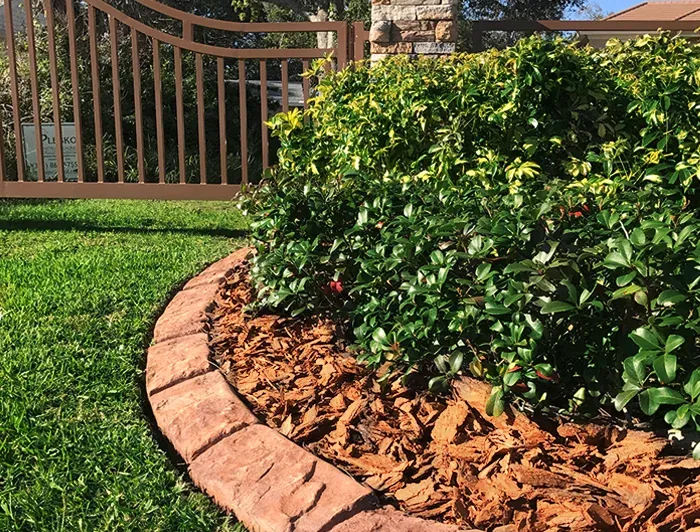 Marrakesh Marble curbing around a mulched bed
